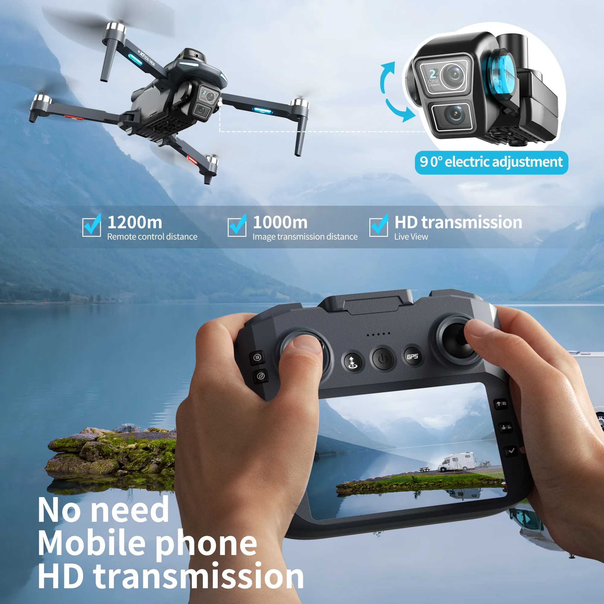 Lenovo XT606 Drone Professiona - Drone Gps Mount ulasan dan harga